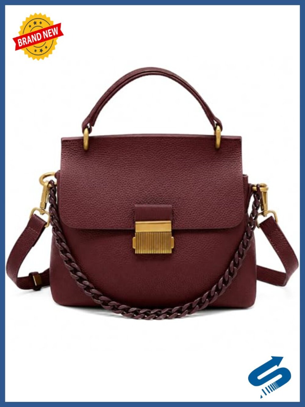 Genuine Leather Satchel Top Handle Handbag Adjustable Crossbody Shoulder Bag